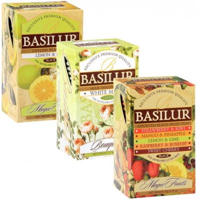 Basilur Sada čajov vo vrecúškach citrón mlieko ovocie 3 x 25 vrecúšok