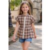 Dievčenská košeľa károvana krátky rukáv Fialová