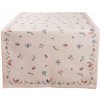Bavlnený krémový obrus ako behúň s motívom kohúta a sliepky s kvietkami 50 x 140 cm Clayre & Eef 35623