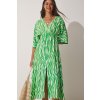 Šťastie İstanbul Dámske Zelené Hlboké V-výstrih Letné dlhé viskózové šaty zelená 36 Happiness İstanbul 8496160682415