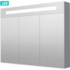Zrkadlová skriňa 100 cm s LED osvetlením, 3 dvere, zásuvka+vypínač, IP44 GALZS100LED