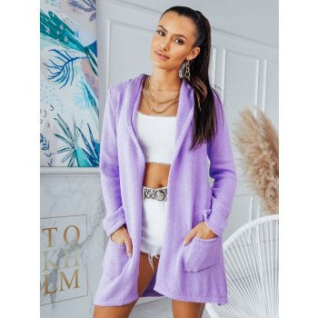 Fashionweek Maxi dlhý farebný sveter cardigan blazer s kapucňu/3681 LILAC