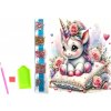 NORIMPEX Diamantové maľovanie na plátne Kvetinový jednorožec 23 x 30 cm