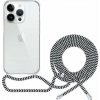 Kryt na mobil Spello Crossbody kryt so šnúrkou pre iPhone 15 Pro - transparentná / čiernobiela šnúrka (81310101000007)