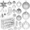 SPRINGOS Vianočné ozdoby rôzne tvary 77 ks strieborné 4-10 cm CA0159