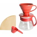 Hario V60-01 Coffee Server Ceramic Set Red