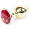 Boss Series Jewellery Gold Plug RED - zlatý análny kolík s drahokamom 7 x 2,7 cm