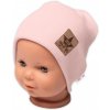 Baby Nellys Rebrovaná dvojvrstvová čiapka s lemom - púdrová, veľ. 92/98, 92/98 (18-36m)
