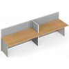 Kancelársky stôl PRIMO s paravánom, 2 miesta, nástenka, sivá/buk