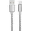 AppleKing opletený dátový a nabíjací kábel USB-A 2.0 / Lightning pre iPhone / iPad / iPod / AirPods - 3 m - strieborný - možnosť vrátiť tovar ZADARMO do 30tich dní