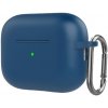 AppleKing silikónový ochranný obal s karabínou pre AirPods Pro 2 (2022) s konektorom Lightning - tmavomodrý - možnosť vrátiť tovar ZADARMO do 30tich dní