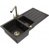 MEXEN/S MEXEN/S - Andres granitový drez s odkvapkávačom vrátane batérie Duero, čierna/zlatá 6515-75-671600-50