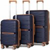 British Traveller K2392L Sada 3 kufrov spinner 55cm 66cm 76cm Modrý Navy Polypropylén