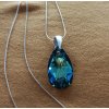 Náhrdelník Swarovski elements hruška modrá - Bermuda Blue 28mm