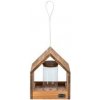 NATURA venkovní krmítko závěsné, domek se silem, 20 × 24 × 20 cm, glazovaná borovice, hnědá 1 ks