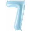 PartyDeco Fóliový balón narodeninové číslo 7 svetlomodrý 86 cm