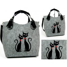 Lecharme filcová kabelka EKO Excent Kočky s červeným obojkem svetlo sivá