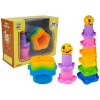 LEAN TOYS Pyramída z pohárov, farebná - hviezdy