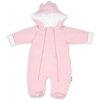 Baby Nellys ® Kombinézka s dvojitým zapínaním, s kapucňou a uškami, sv. růžová, 56 (1-2m)