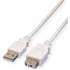 Kábel USB 2.0 A-A M/F 1.8m, High Speed, predlžovací, biely