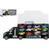 Auto kamion přepravník + dopravní prostředky plast 50cm na volný chod v krabici 51x18x10cm (00800494)
