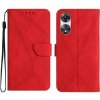 Peňaženkové kožené puzdro Stitching na Oppo A38 - Červená