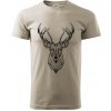 Jeleň kresba - Klasické pánske tričko vyššej gramáže - M ( Ľadovo sivá )