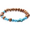 Nefertitis Náramok z korálok dreva a tyrkenit s krížikom NF15131 - obvod cca 16 až 21 cm