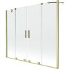 Mexen Velar Duo, 2-krídlová posuvná vaňová zástena 180 x 150 cm, 8mm číre sklo, zlatý matný profil, 896-180-000-02-55