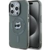 Karl Lagerfeld IML Choupette Head Metal Frame MagSafe Zadní Kryt pro iPhone 15 Pro Black KLHMP15LHLSCHK