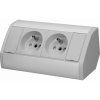 Nábytková zásuvka 2x2P+E, strieborná
