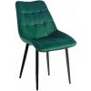 Zamatová jedálenská stolička BEATRIX - tmavozelená s čiernymi nohami