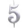 Narozeninová svíčka stříbrná číslo 5