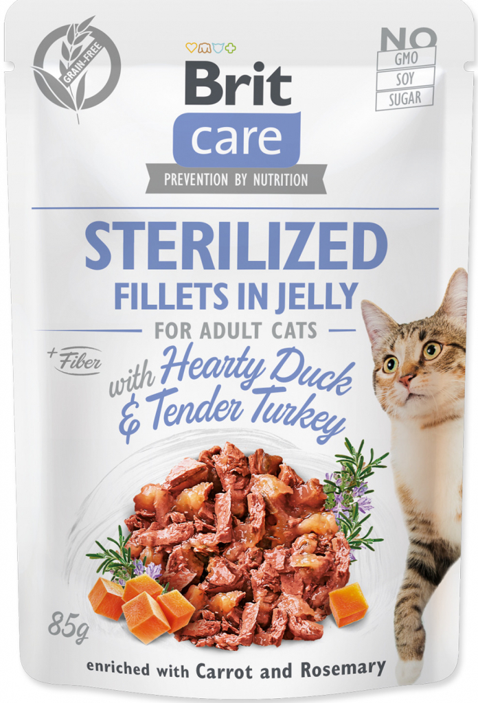 Brit Care Cat Pouch STERILIZED Hearty Duck & Tender Turkey in Jelly 85 g