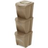 PROSPERPLAST Sada 3 odpadkových košov SORTIBOX ECO WOOD 3 x 25 l naturo