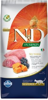N & D Pumpkin CAT Neutered Lamb & Blueberry 2 x 5 kg