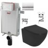 ALCADRAIN Renovmodul - predstenový inštalačný systém s chrómovým tlačidlom M1721 + WC REA CARLO MINI RIMLESS ČIERNY MAT + SEDADLO AM115/1000 M1721 MM1