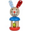 Drevená hrkálka Rabbit Rattle Baby Eichhorn zajačik s rolničkou a plyšovými uškami od 3 mes