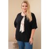 Fashionweek Dámska blúzka Plus Size viskóza so šatkou K71741 Farba: Čierna, Veľkosť: Universal