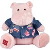 Plyšový hrošík s džínsovou košeľou Pink Mallow 1989 Hippo Histoire d’ Ours ružový 38 cm od 0 mes