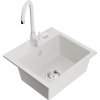 Mexen Milo, 1-komorový granitový drez 43,5x41 cm a kuchynská batéria Telma, biela, 6505-20-670200-20