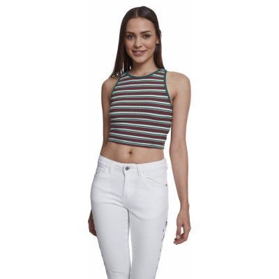 Urban Classics Ladies Rib Stripe cropped Navy White Grey