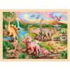 GOKI Drevené puzzle Dinosaurie chodník 96 dielikov