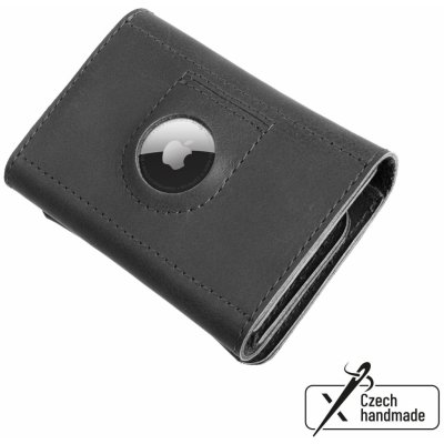 Kožená peňaženka FIXED Tripple Wallet for AirTag z pravej hovädzej kože,(čierna) FIXWAT-TR2-BK