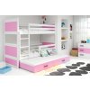 Interbeds Poschodová posteľ Rico 3 trojmiestna biela 200cm x 90cm ružová