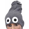 Detská zimná čiapka s vyšívanými očami svetlo sivá