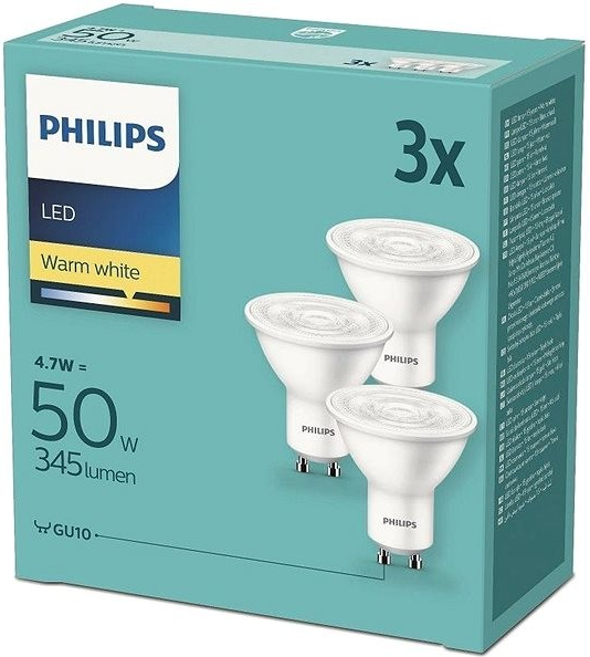 Philips LED 4,7 50W, GU10 2700 K, 3 ks