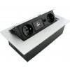 Výklopná zásuvková lišta 2x 230V + 2x USB 1000mA + RJ45