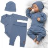 Baby Nellys Rebrovaná rastúca súprava 3D, Baby Boy - jeans Velikost koj. oblečení: 56/62 (0-3m)