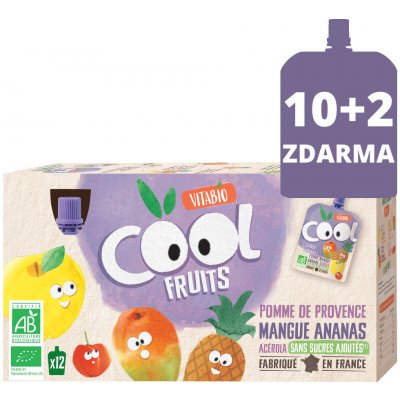 Vitabio Ovocné BIO kapsičky Cool Fruits jablko, mango, ananás a acerola 12 x 90 g